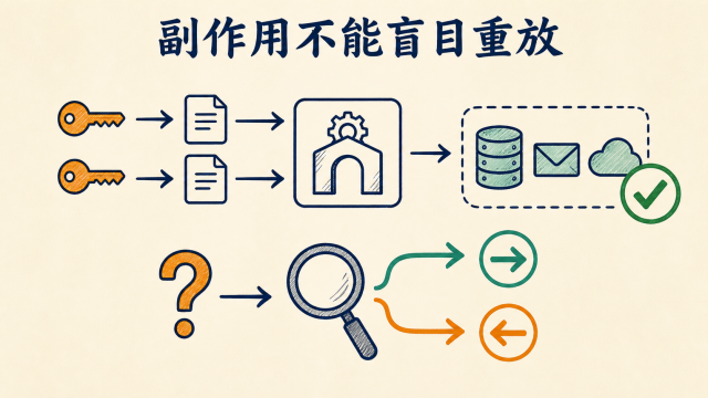 外部副作用必须通过幂等核对或补偿恢复