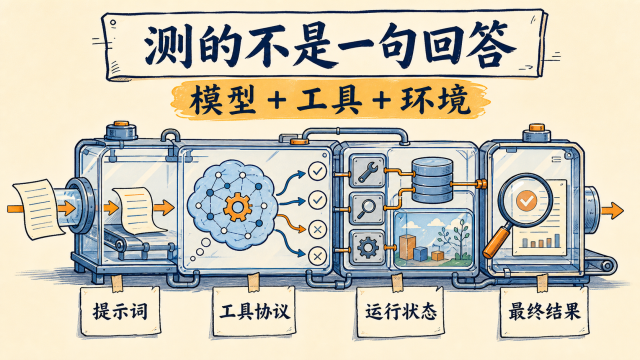 Agent测试面对的是模型工具环境组成的完整系统