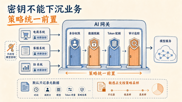 AI网关将身份脱敏配额与审计策略统一前置