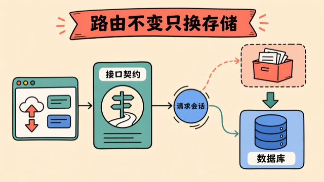 接口契约不变,通过请求会话切换到数据库存储