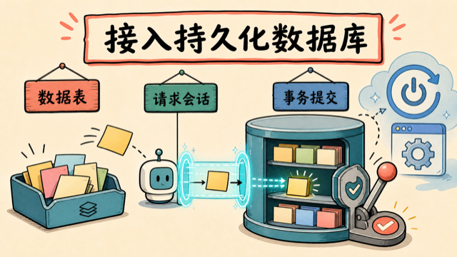 任务数据通过会话和事务写入持久化数据库