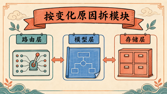 路由层、模型层和存储层按变化原因拆分