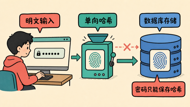 明文密码经过单向哈希后才写入数据库