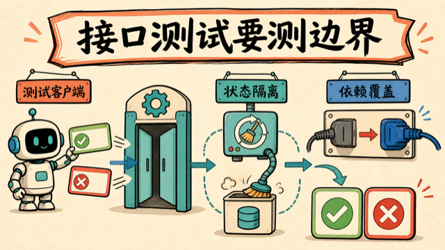 测试客户端、状态隔离和依赖覆盖组成接口测试