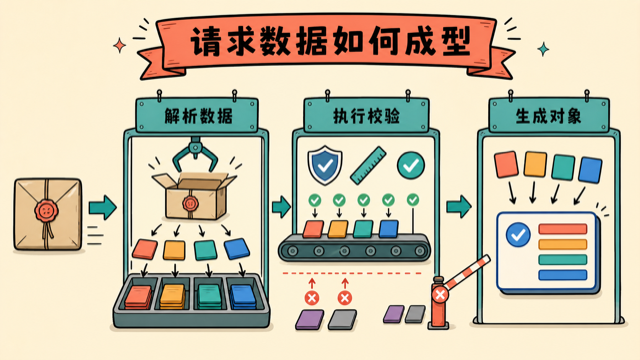 请求数据经过解析和校验后生成模型对象