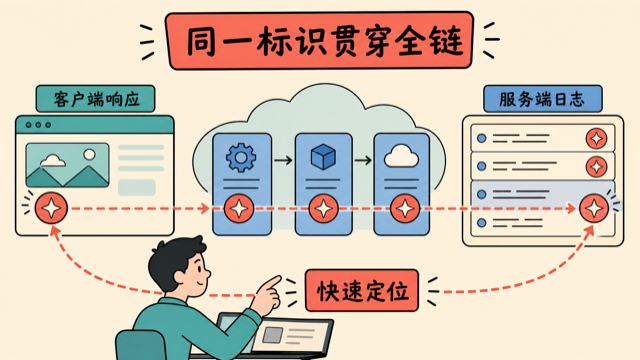 同一请求标识同时出现在客户端响应和服务端日志
